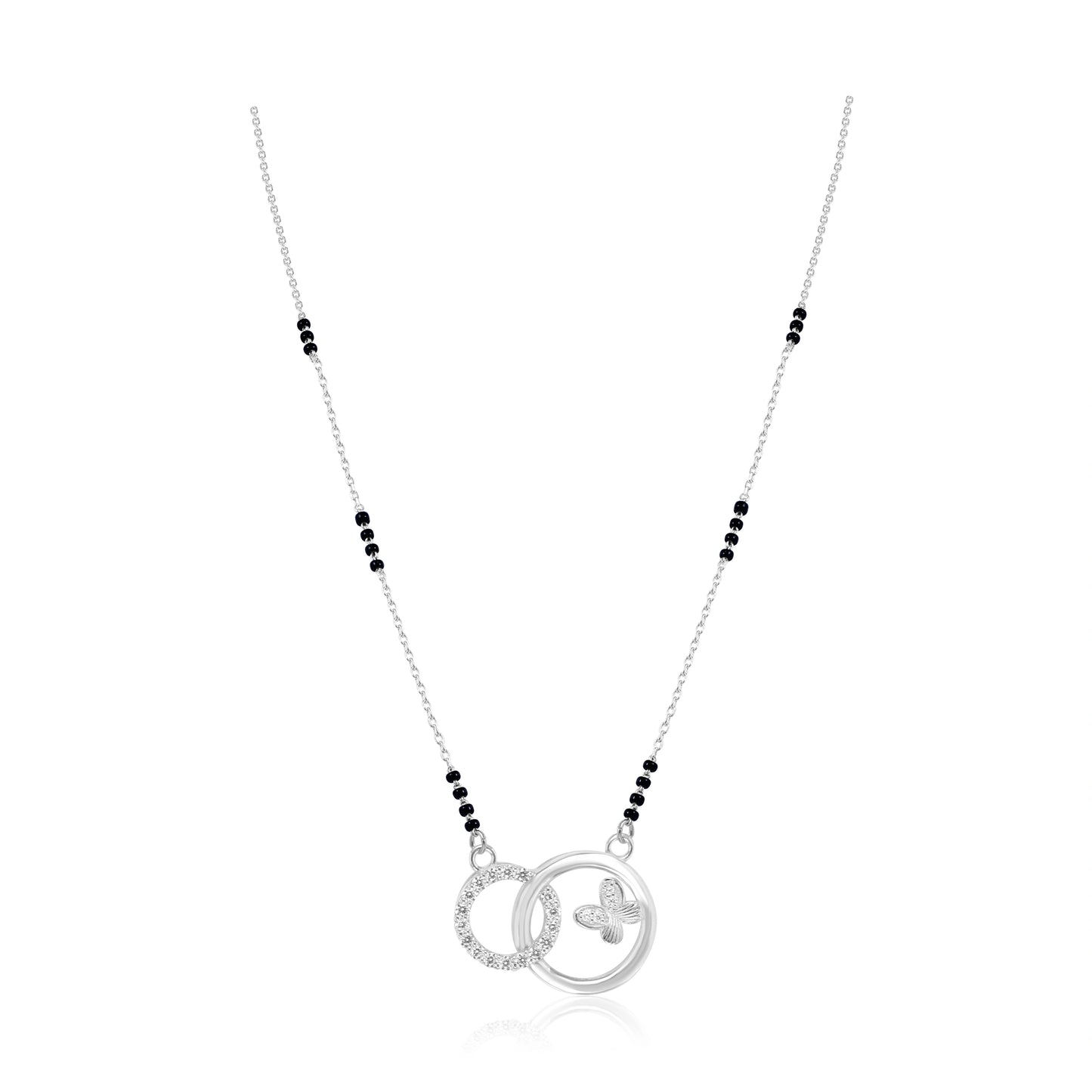 Double Ring Silver Mangalsutra for Women