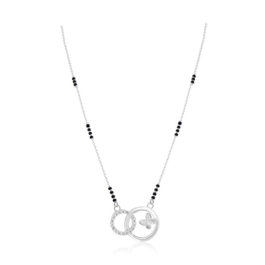 Double Ring Silver Mangalsutra for Women