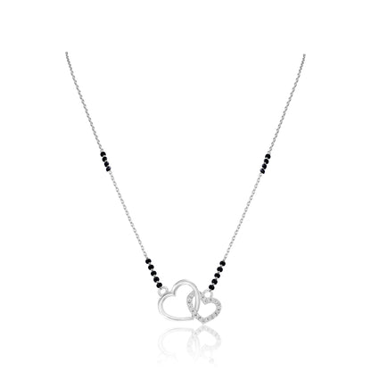 Heart and Crown Diamond 925 Silver Mangalsutra Chain