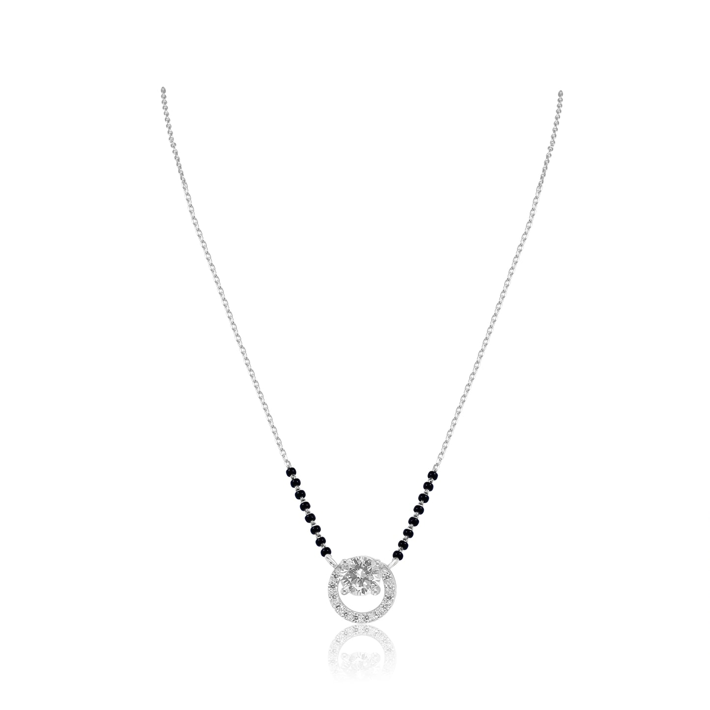 Solitaire Diamond Pendant 925 Silver Mangalsutra