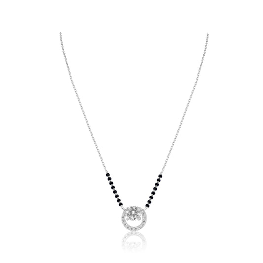 Solitaire Diamond Pendant 925 Silver Mangalsutra