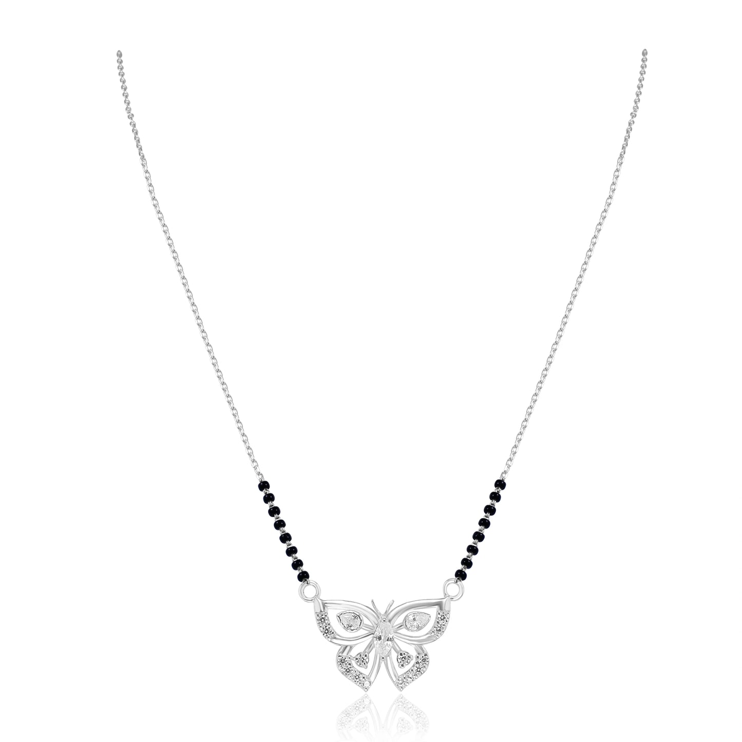 Charming Butterfly Women's Silver Mangalsutra
