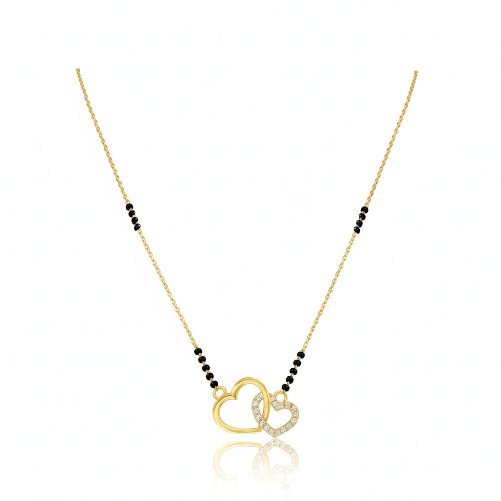 Heart and Crown Diamond 925 Silver Mangalsutra Chain