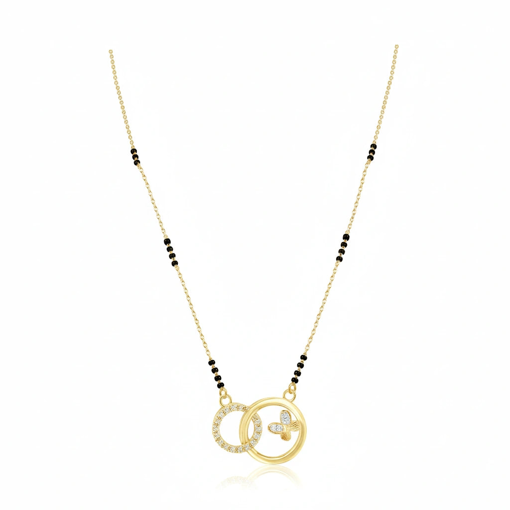 Double Ring Silver Mangalsutra for Women