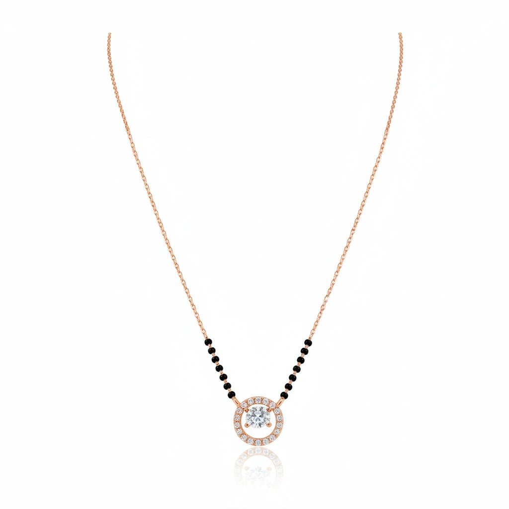 Solitaire Diamond Pendant 925 Silver Mangalsutra
