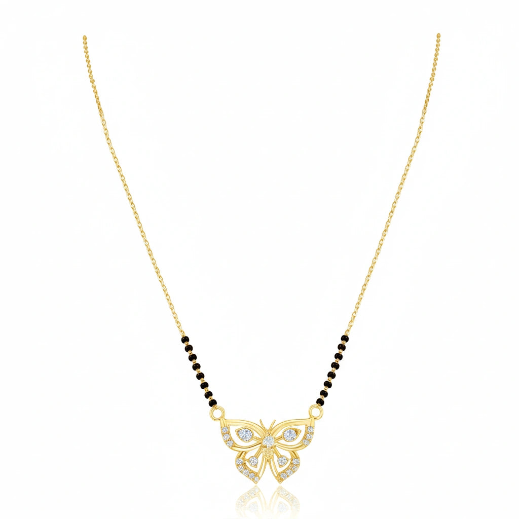 Charming Butterfly Women's Silver Mangalsutra