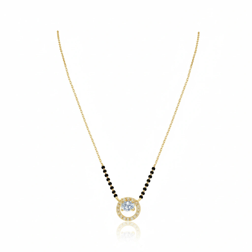 Solitaire Diamond Pendant 925 Silver Mangalsutra