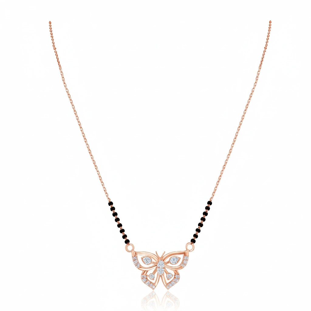 Charming Butterfly Women's Silver Mangalsutra