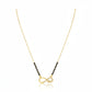 925 sterling gold infinity mangalsutra with black bead chain and diamond-studded infinity symbol pendant on white background