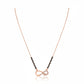 925 sterling rose gold infinity mangalsutra with black bead chain and diamond-studded infinity symbol pendant on white background
