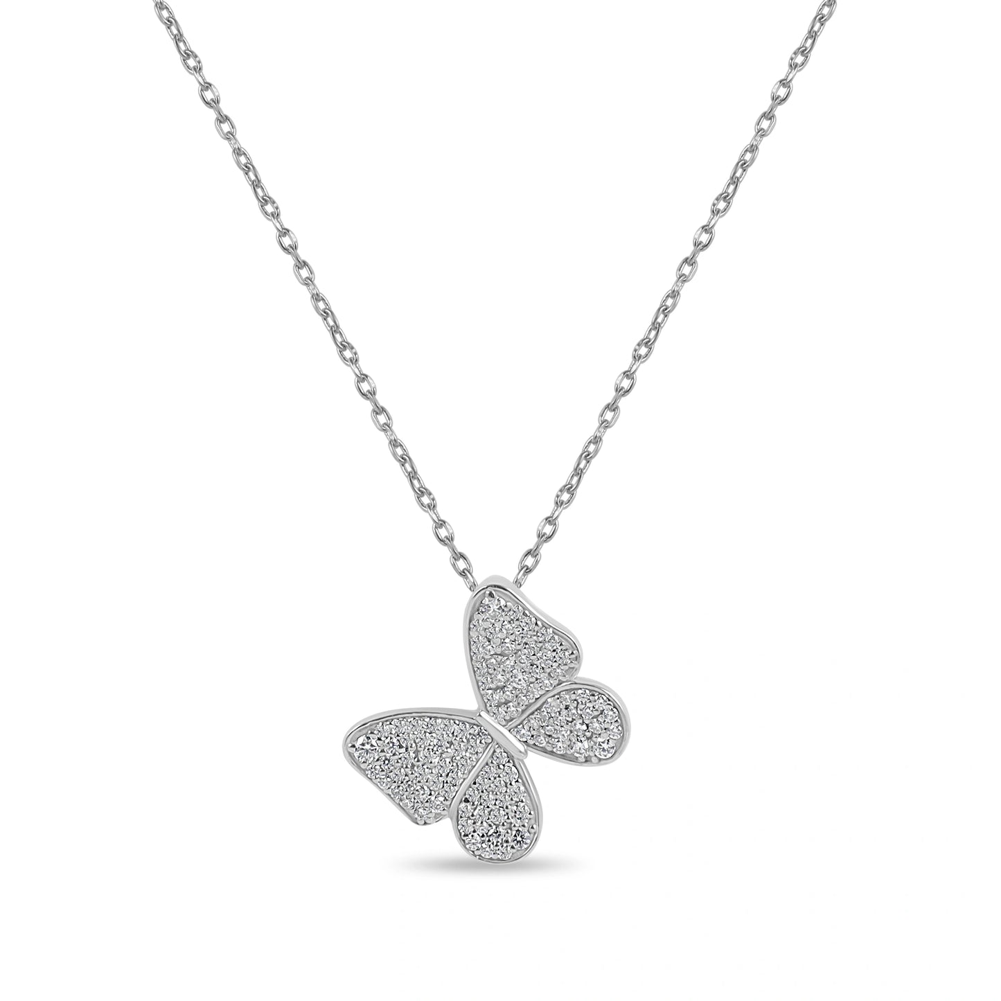 Sparkling Butterfly Silver Pendant