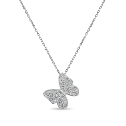 Sparkling Butterfly Silver Pendant