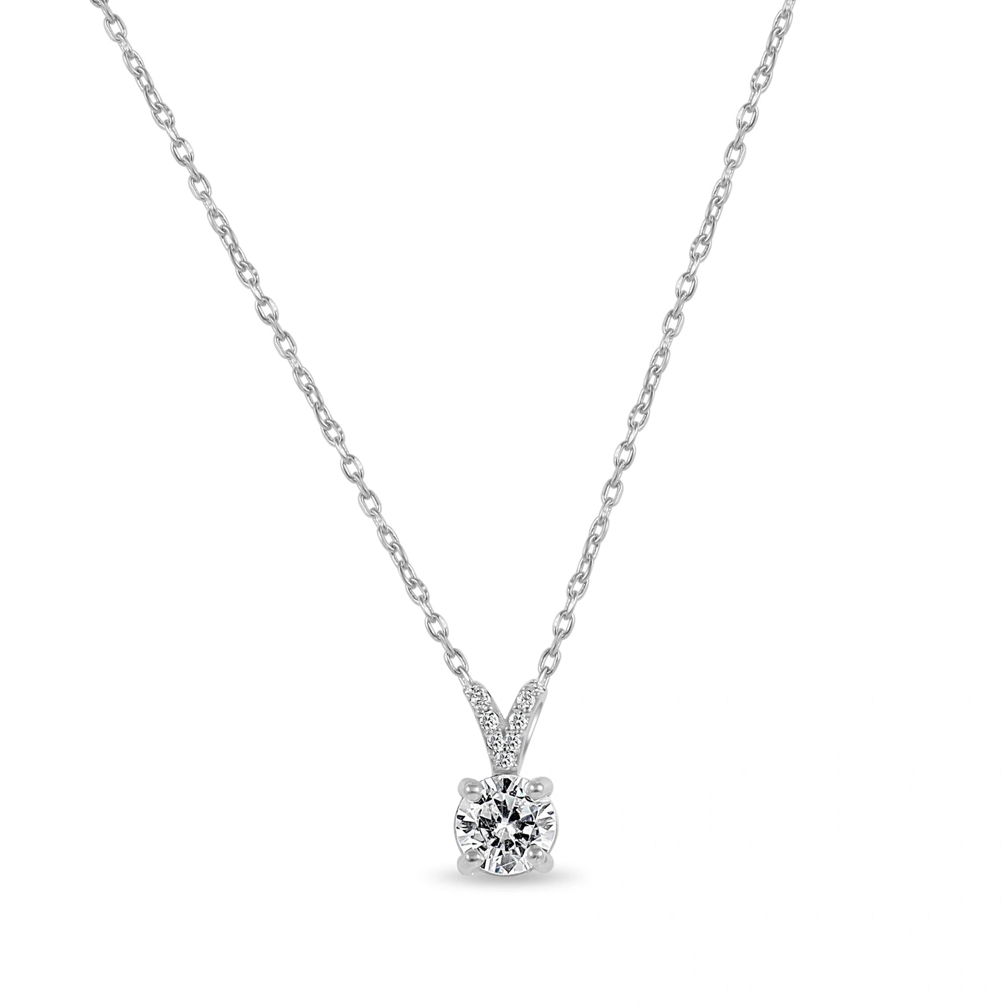 Brilliant Solitaire Silver Pendant