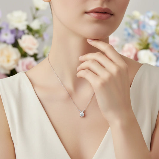 Brilliant Solitaire Silver Pendant