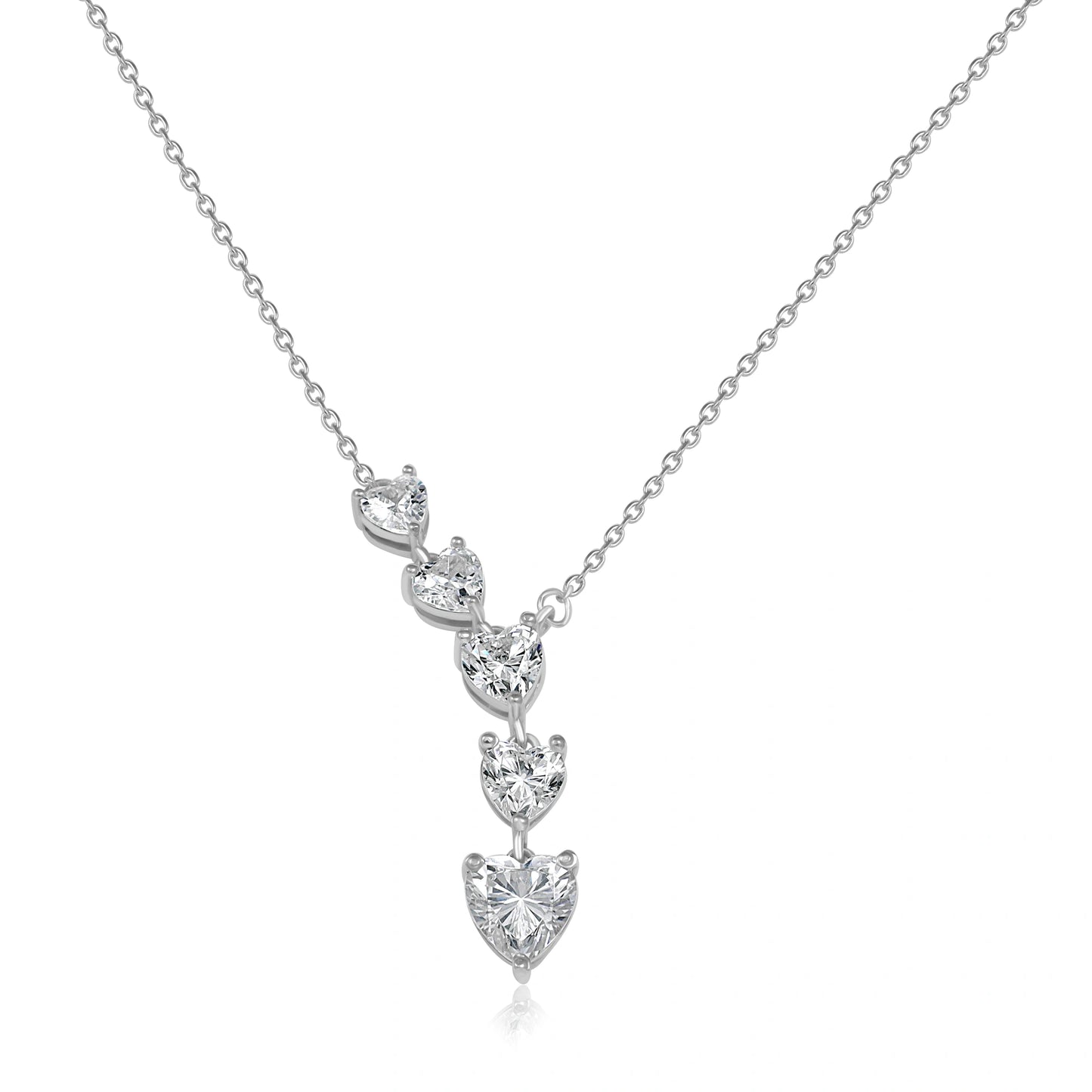 Heart Cascade Silver Pendant