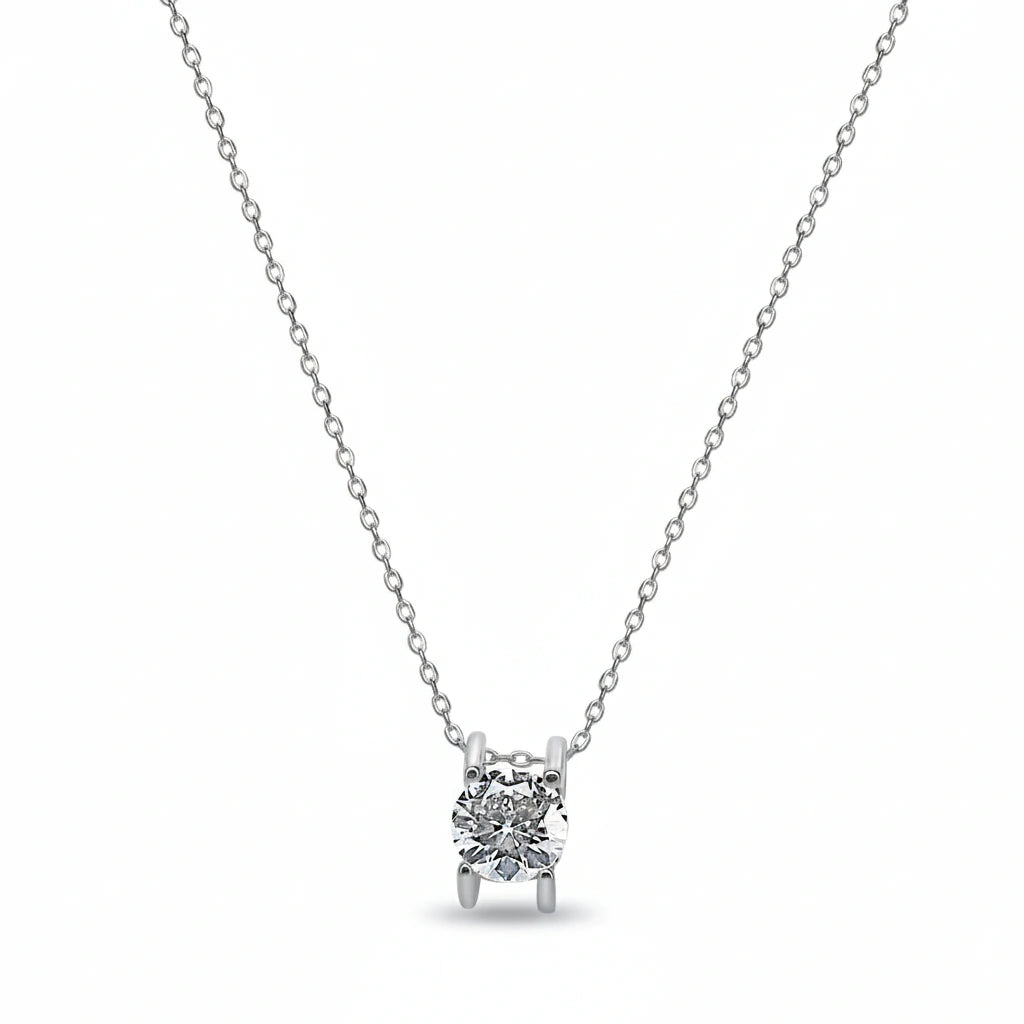 Classic Solitaire Silver Pendant