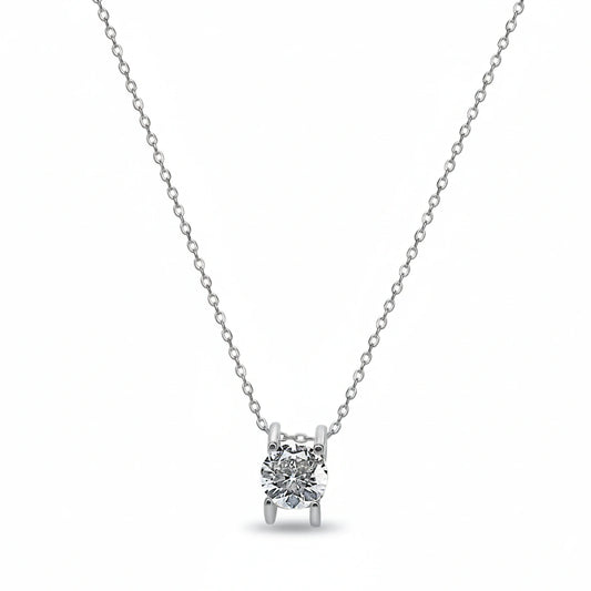 Classic Solitaire Silver Pendant