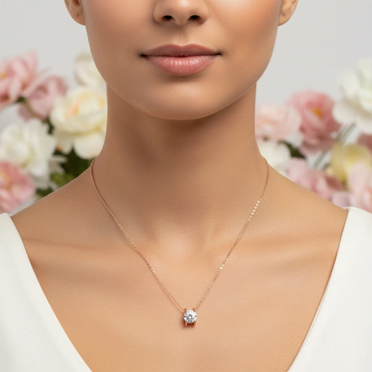 Classic Solitaire Silver Pendant