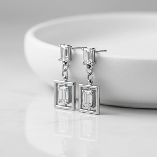 Modern Baguette Drop Earrings