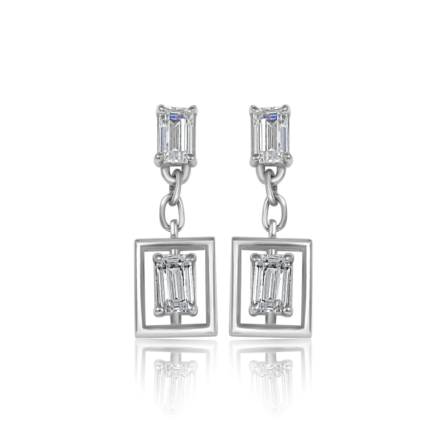 Modern Baguette Drop Earrings