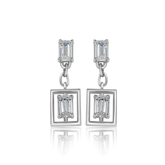 Modern Baguette Drop Earrings