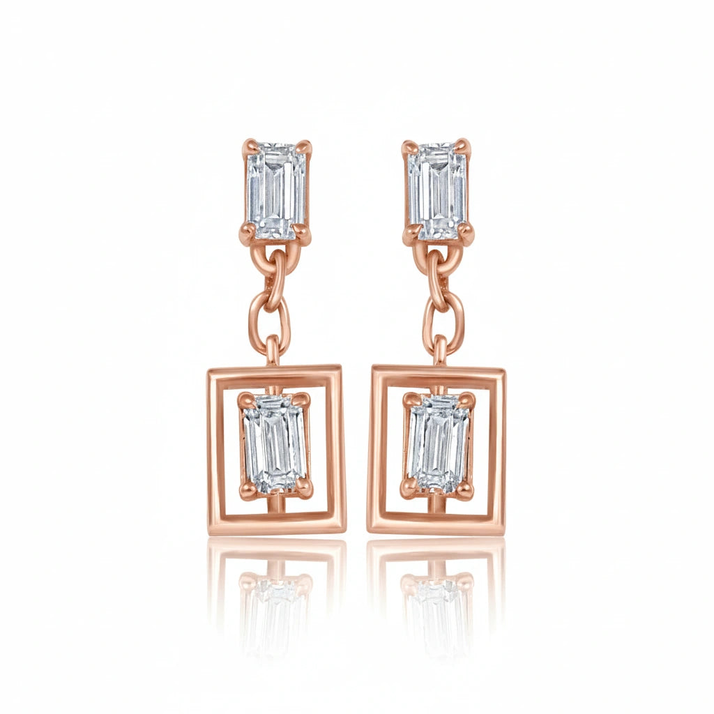 Modern Baguette Drop Earrings