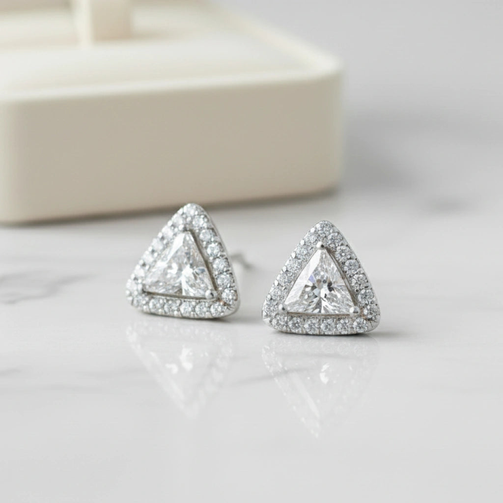 Brilliant Triangular Stud Earrings