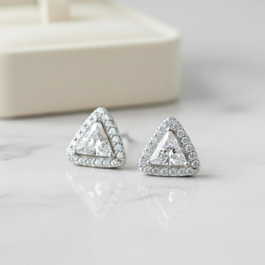 Brilliant Triangular Stud Earrings