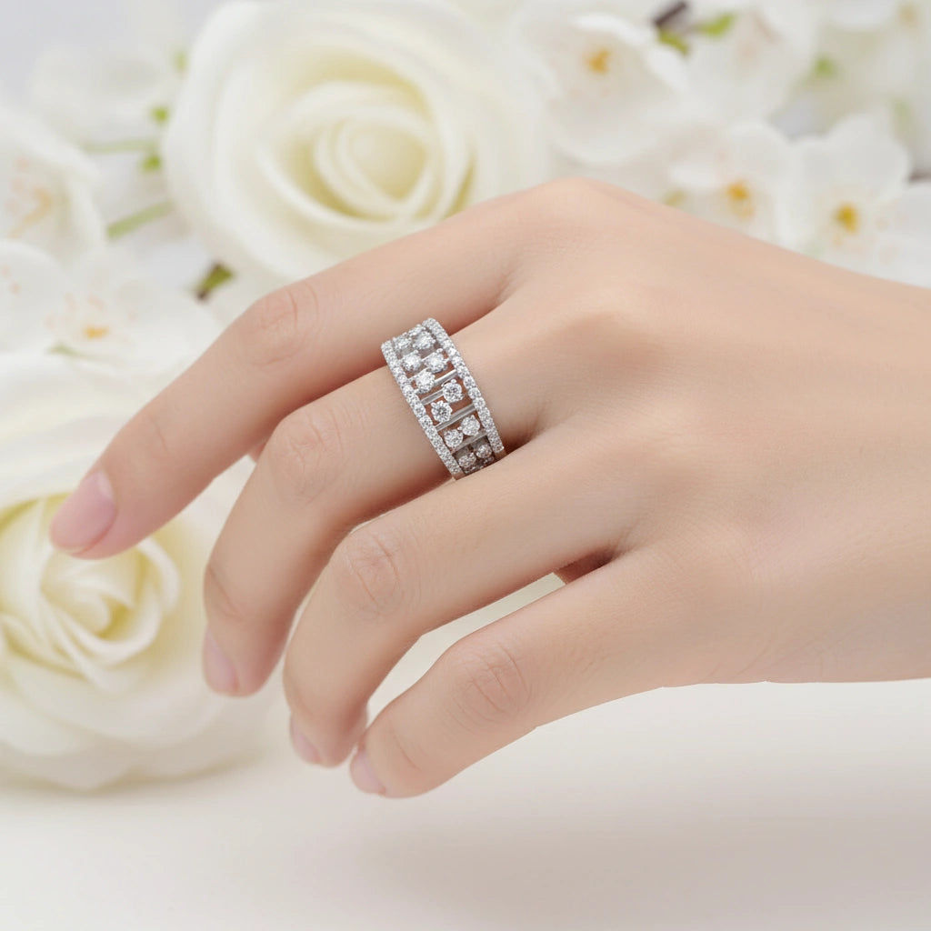 Wide Moissanite Diamond Ring