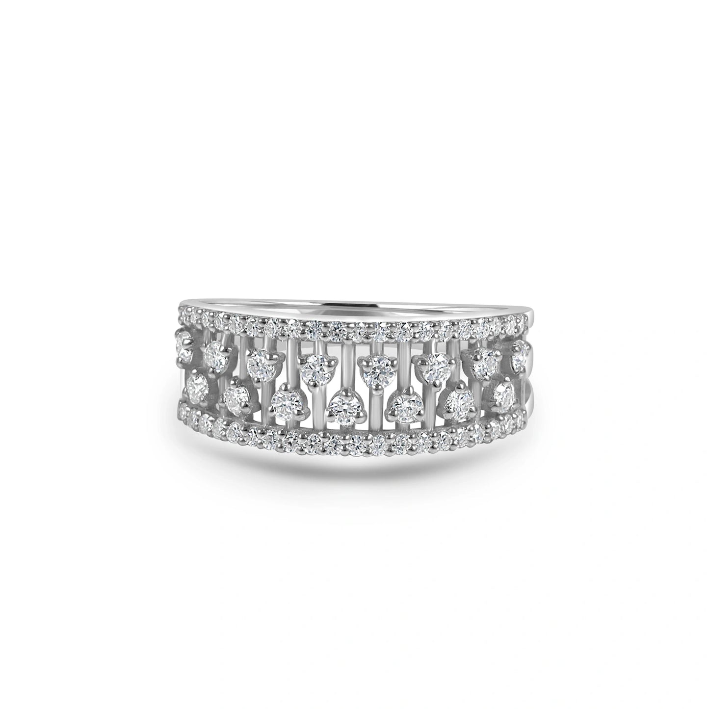 Wide Moissanite Diamond Ring