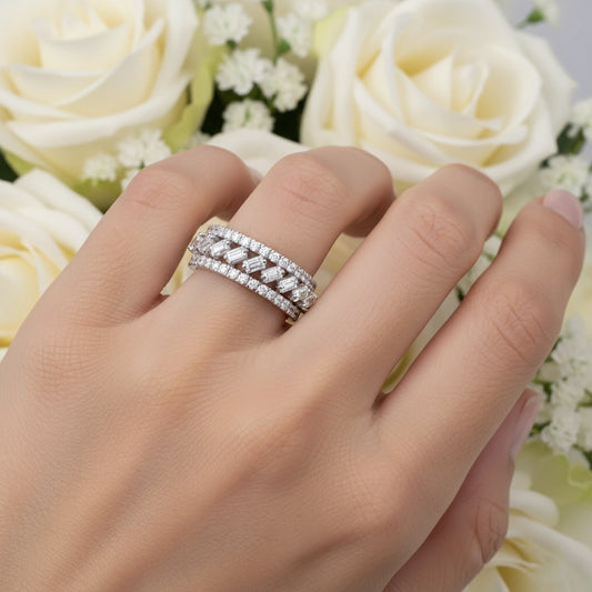 Geometric Moissanite Diamond Ring