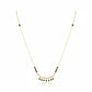 Gold bridal mangalsutra with black bead chain and diamond-studded choker pendant with dangling black bead drops on white background
