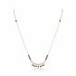 Rose gold bridal mangalsutra with black bead chain and diamond-studded choker pendant with dangling black bead drops on white background