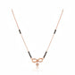 Rose gold infinity mangalsutra with black bead chain, diamond-studded infinity symbol and floral drop pendant on white background